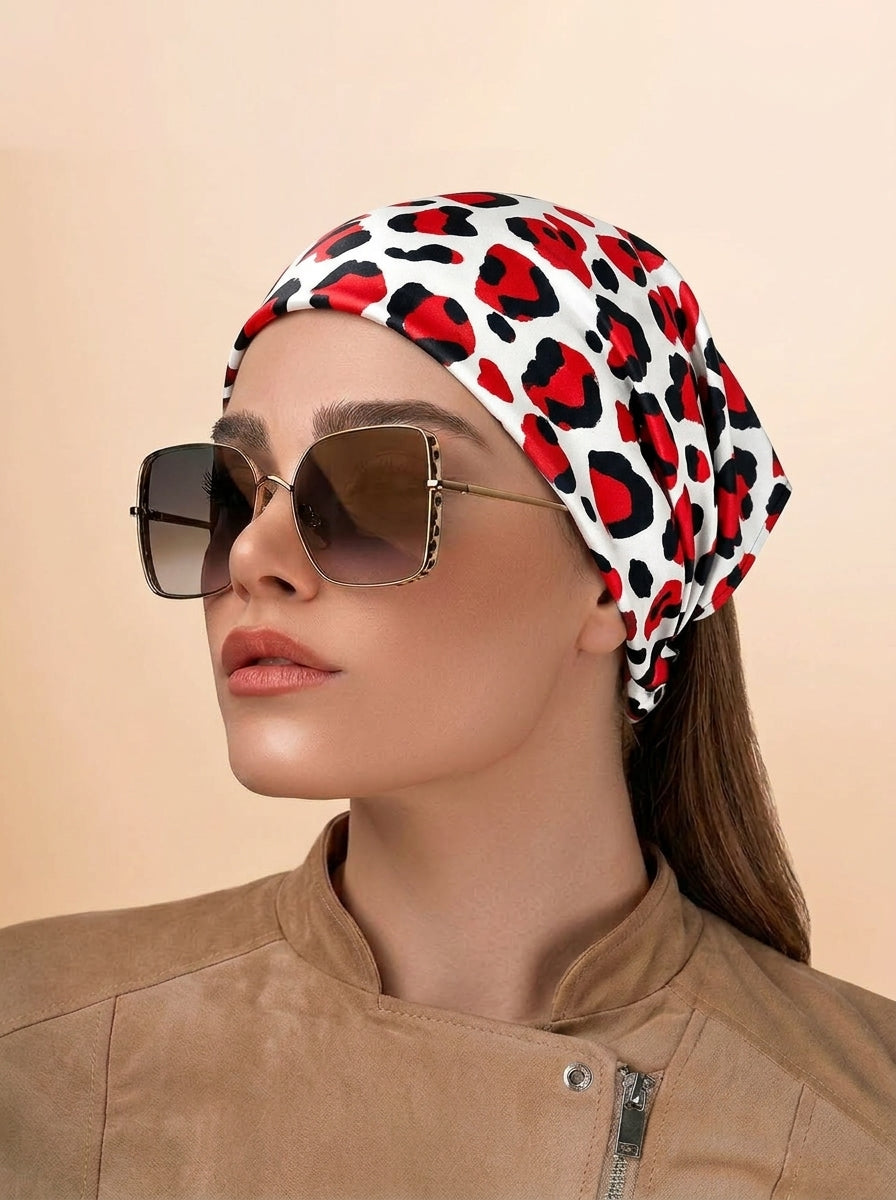 Wild Leopard Print Hair Bandana Headband – Elastic Hair Wrap Kerchief