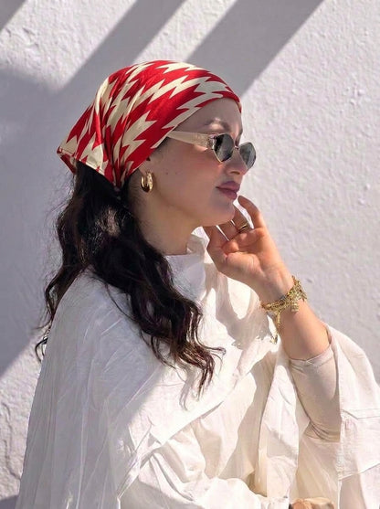 Zigzag Red Chevron Hair Bandana Headband – Stretch Hair Wrap Kerchief