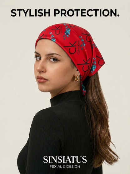 Bold Red Calvin Klein Style Hair Bandana Headband – Elastic Hair Wrap Kerchief