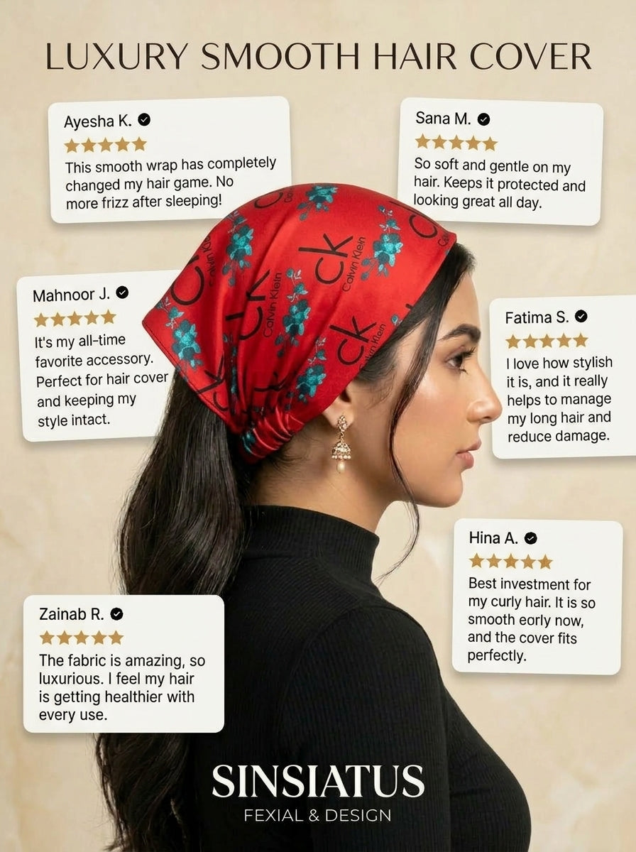 Bold Red Calvin Klein Style Hair Bandana Headband – Elastic Hair Wrap Kerchief