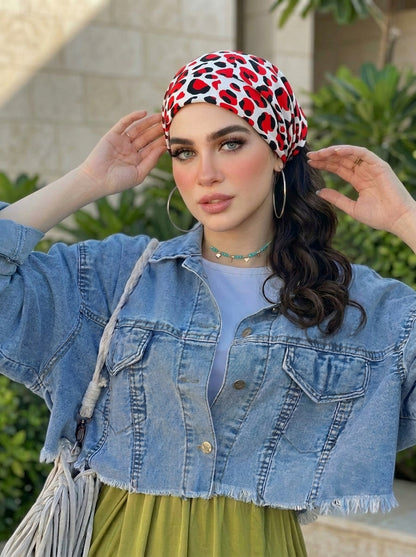 Wild Leopard Print Hair Bandana Headband – Elastic Hair Wrap Kerchief