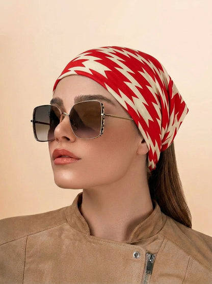 Zigzag Red Chevron Hair Bandana Headband – Stretch Hair Wrap Kerchief
