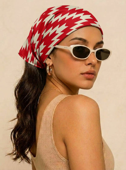 Zigzag Red Chevron Hair Bandana Headband – Stretch Hair Wrap Kerchief