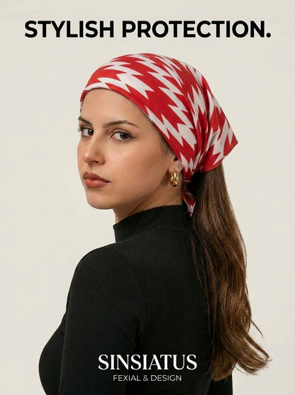Zigzag Red Chevron Hair Bandana Headband – Stretch Hair Wrap Kerchief