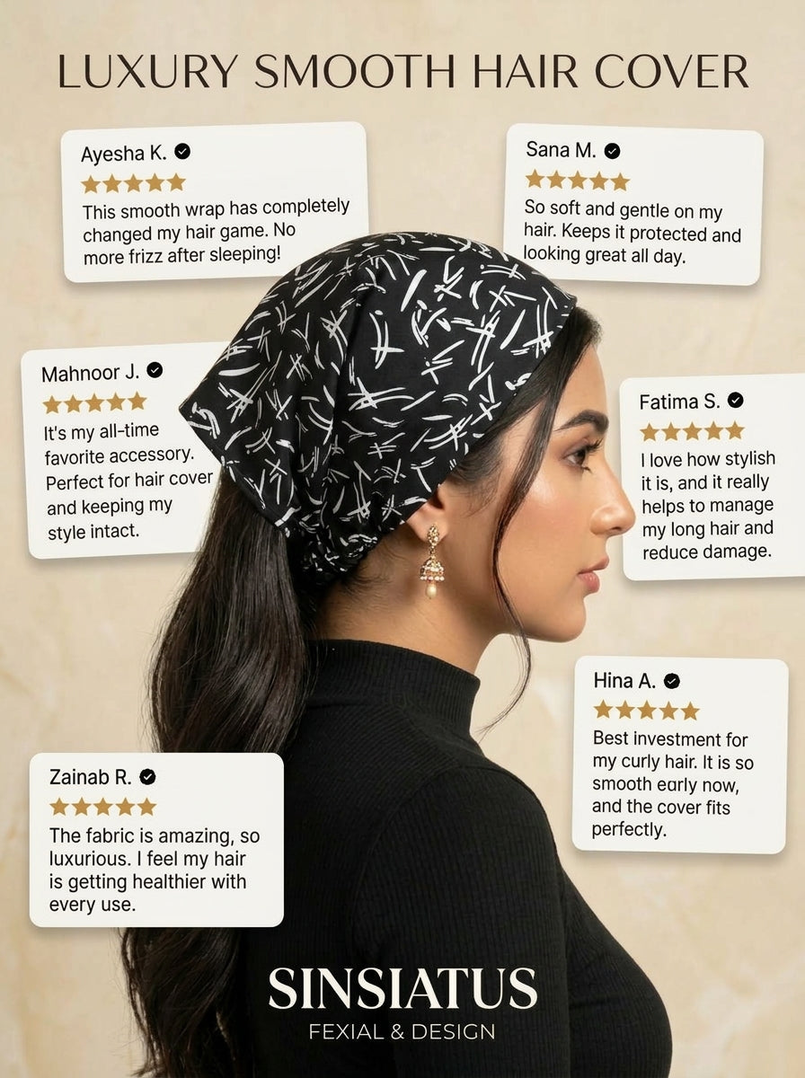 Black Abstract Hair Bandana Headband – Elastic Hair Wrap Kerchief