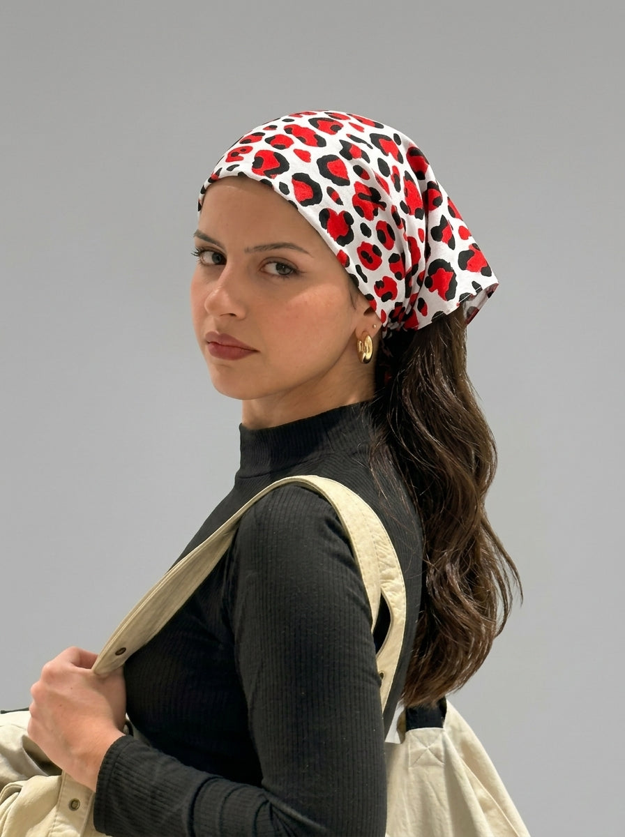Wild Leopard Print Hair Bandana Headband – Elastic Hair Wrap Kerchief