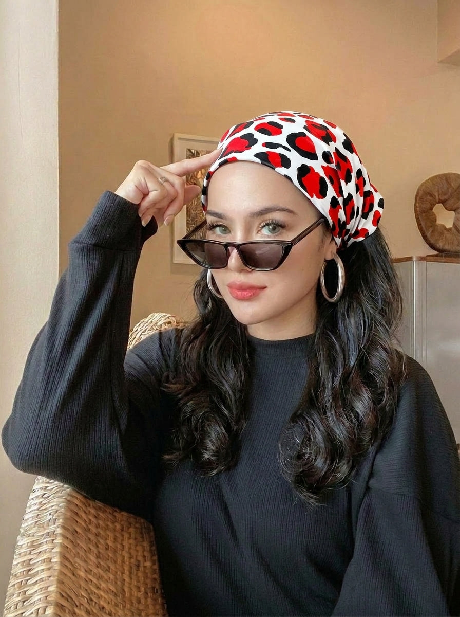 Wild Leopard Print Hair Bandana Headband – Elastic Hair Wrap Kerchief