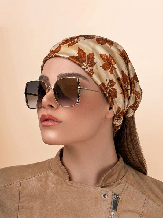 Vintage Brown Elastic Hair Bandana – Boho Elastic Headband & Head Wrap