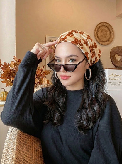 Vintage Brown Elastic Hair Bandana – Boho Elastic Headband & Head Wrap
