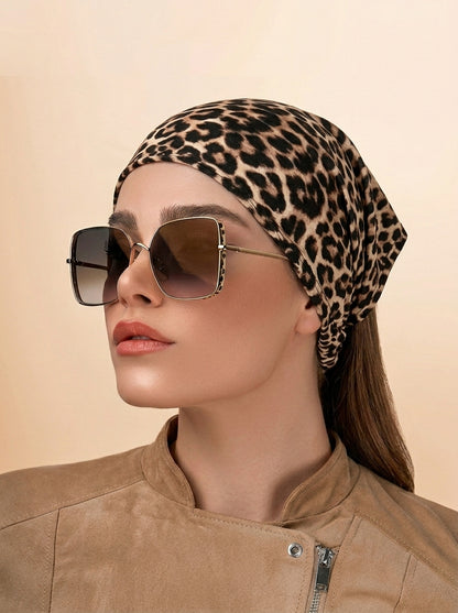 Leopard Print Hair Bandana Headband – Elastic Hair Wrap Kerchief