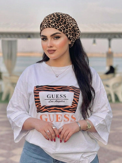 Leopard Print Hair Bandana Headband – Elastic Hair Wrap Kerchief