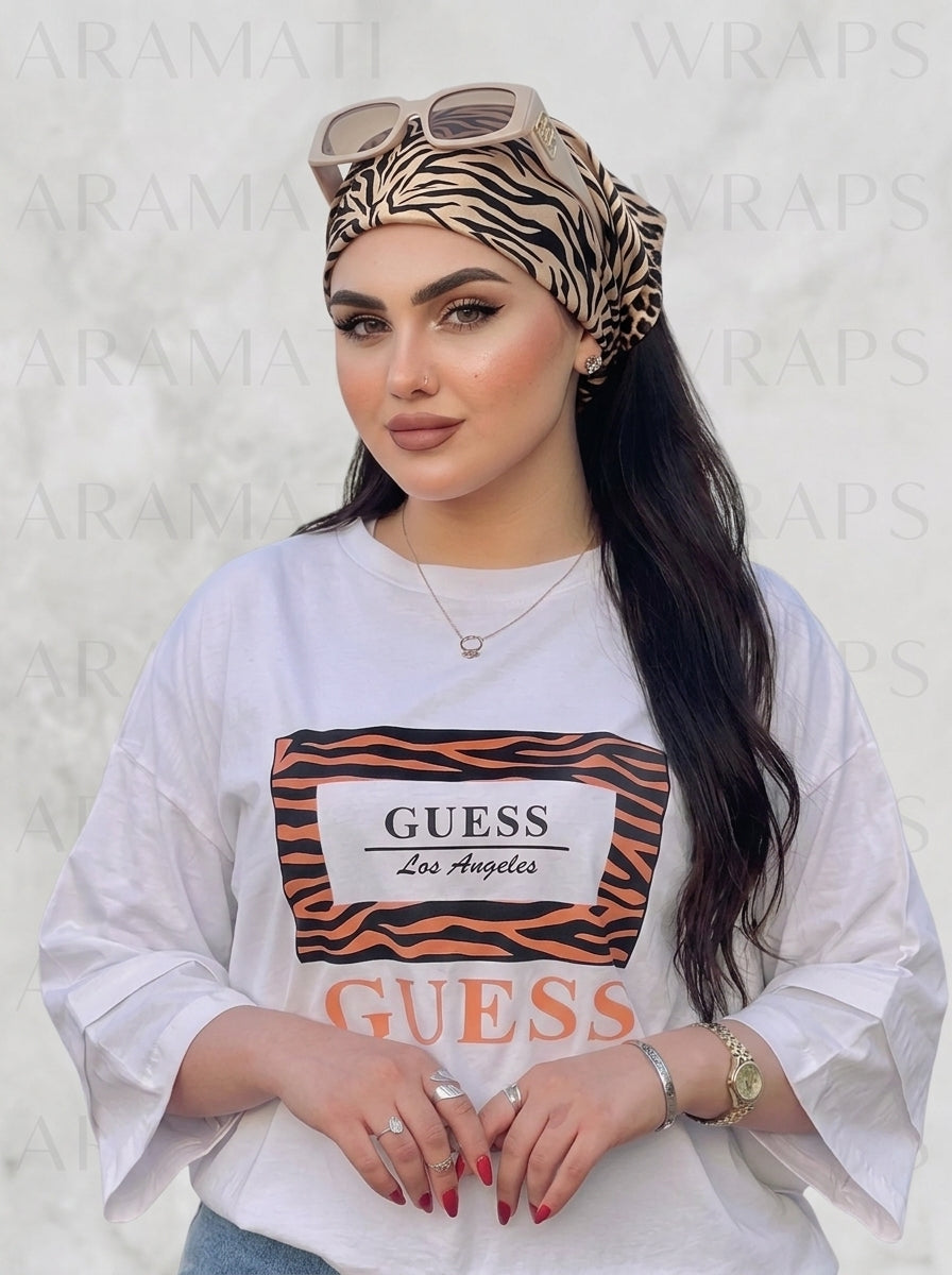 Retro Stripe Print Hair Bandana – Boho Elastic Headband & Head Wrap