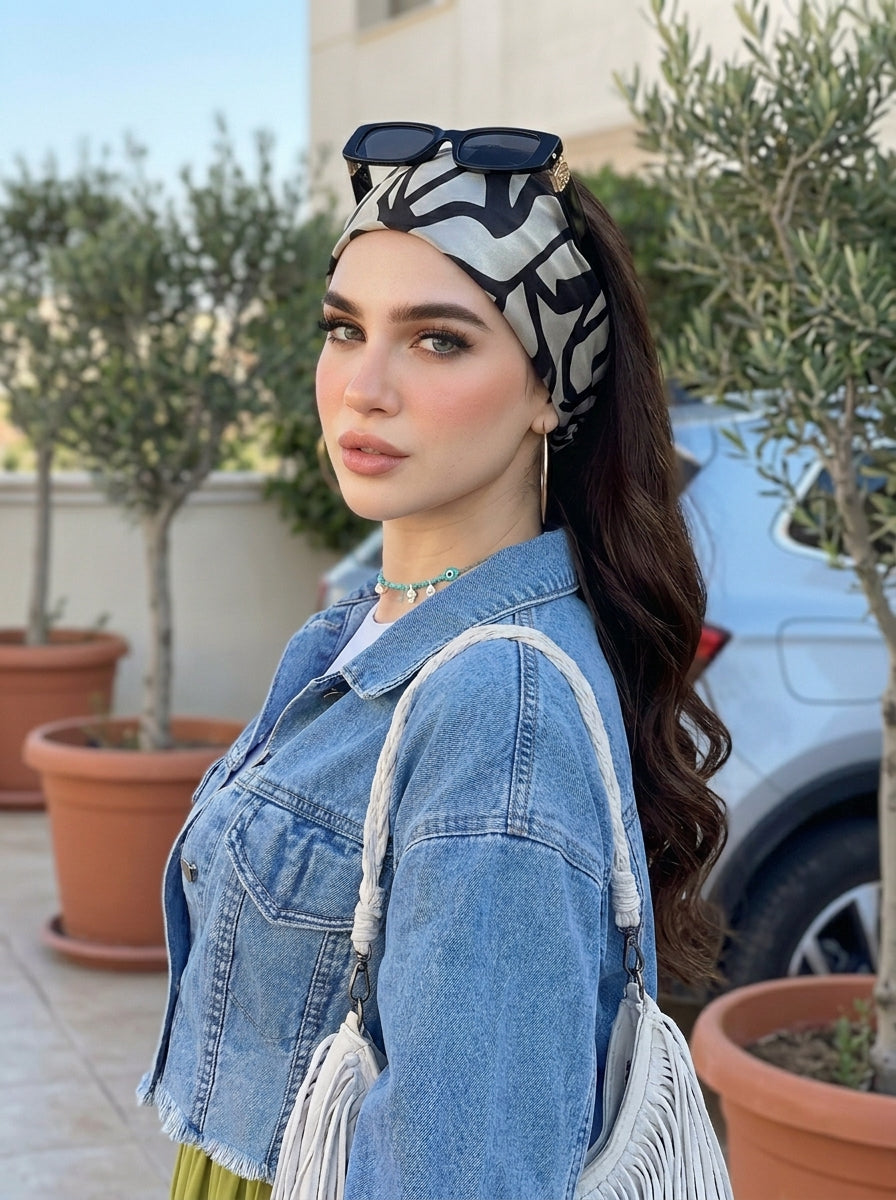 Boho Retro Abstract Print Hair Bandana & Headband Wrap