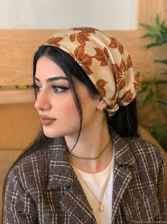 Vintage Brown Elastic Hair Bandana – Boho Elastic Headband & Head Wrap