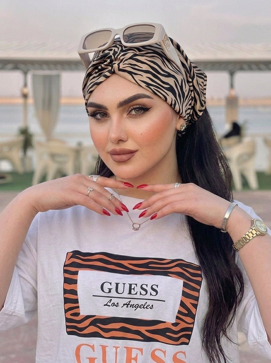 Retro Stripe Print Hair Bandana – Boho Elastic Headband & Head Wrap