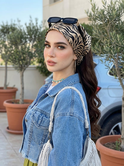Retro Stripe Print Hair Bandana – Boho Elastic Headband & Head Wrap